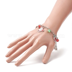 Christmas Tree & Santa Claus Alloy Enamel & Acrylic Charm Bracelet&nbsp;BJEW-JB09301