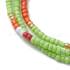 Adjustable Glass Seed Beaded Triple Layer Multi-strand Bracelet&nbsp;BJEW-MZ00048-05