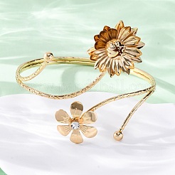 Lotus Alloy Arm Cuff Bangles for Girl Women&nbsp;LS-AJEW-A063-01D-G