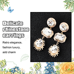4 Pairs 4 Colors Oval & Teardrop & Rectangle Rhinestone Dangle Stud Earrings&nbsp;EJEW-AN0003-05