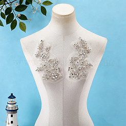 1 Pair Computerized Embroidery Polyester with Glass and Stainless Steel Iron on/Sew on Patches&nbsp;DIY-FG0010-35A