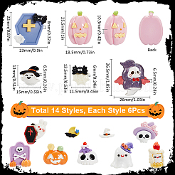 84Pcs 16 Styles Halloween Opaque Resin Decoden Cabochons&nbsp;CRES-SC0002-89