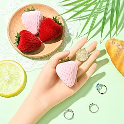 Strawberry Flocking Jewelry Ring Boxes&nbsp;CON-YWC0001-16A