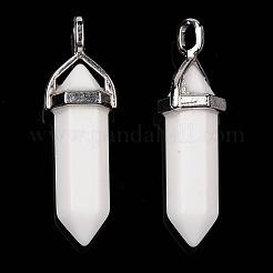 Bullet Imitation Jade Glass Pointed Pendants&nbsp;G-F295-01G