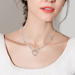 2Pcs 2 Colors Alloy Heart Pendant Necklace with Thorn Chains for Women&nbsp;NJEW-AN0001-68