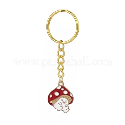 4Pcs 4 Styles Alloy Enamel Pendants Mushroom Character Keychain&nbsp;KEYC-JKC00432