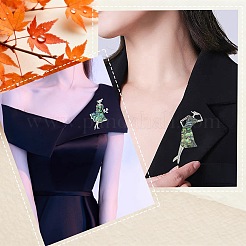 2Pcs 2 Styles Alloy Pave Natural Paua Shell Brooches&nbsp;JEWB-CJ0001-79