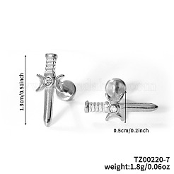 304 Stainless Steel Clear Cubic Zirconia Sword with Moon Stud Earrings&nbsp;AE8260-5
