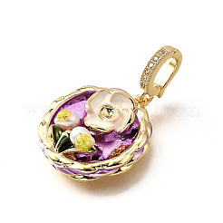 Brass Micro Pave Cubic Zirconia & Enamel Pendants&nbsp;KK-R222-09G-03