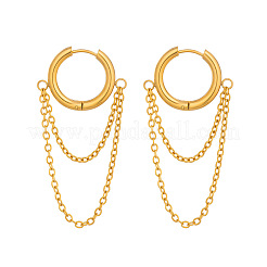 304 Stainless Steel Double Chain Tassel Hoop Earrings for Women&nbsp;MX0764