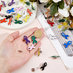 27Pcs 9 Colors Awareness Ribbon Enamel Pins&nbsp;JEWB-FH0002-64