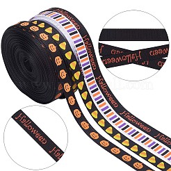 4 Rolls 4 Styles Halloween Theme Polyester Ribbon&nbsp;OCOR-GF0002-62