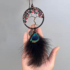 Wrapped Tree of Life Mixed Gemstone Pendant Decorations&nbsp;PW-WG12050-01