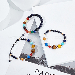 3Pcs 3 Styles Natural & Synthetic Mixed Gemstone & Plastic Beaded Stretch Bracelet & Braided Bead Bracelet&nbsp;BJEW-AN0001-28