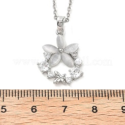 Flower Resin & Micro Pave Cubic Zirconia Pendant Necklaces&nbsp;NJEW-D288-02P