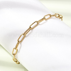 4MM 304 Stainless Steel Textured Paperclip Chain Bracelets for Man and Women&nbsp;SA-CBAB767-11G