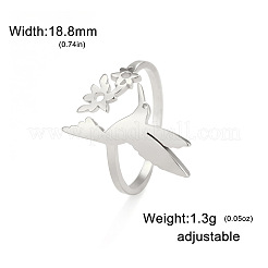 Adjustable 304 Stainless Steel Cuff Open Rings&nbsp;WG1E32F-01