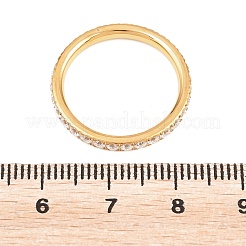 304 Stainless Steel Micro Pave Cubic Zirconia Finger Rings for Women&nbsp;RJEW-F214-01G-01