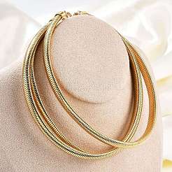 304 Stainless Steel 3-Strand Snake Chain Necklaces for Women&nbsp;NJEW-B122-02G