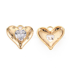 Brass Micro Pave Clear Cubic Zirconia Pendants&nbsp;KK-S356-647-NF
