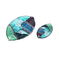 2Pcs Transparent Epoxy Resin Leaf Pendants&nbsp;RESI-T057-97