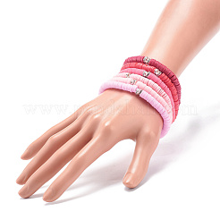 6Pcs 6 Colors Handmade Polymer Clay Heishi Surfer Stretch Bracelet Sets&nbsp;BJEW-JB08690
