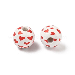 Valentine's Day Spray Painted & Printed Wood European Beads&nbsp;WOOD-L023-03J