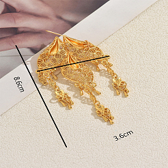 Alloy Leaf Brooch Pin with Tassel for Women&nbsp;MA1397