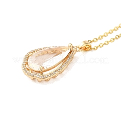 Brass Micro Pave Cubic Zirconia Pendant Necklaces&nbsp;NJEW-E106-18KCG