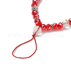 Rondelle Glass & Polymer Clay Rhinestone Beads Phone Hand Strap Chains&nbsp;HJEW-YW0001-05C