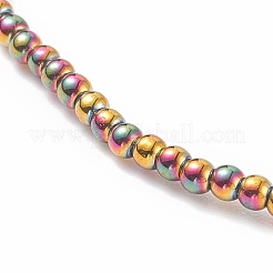 Glass Round Beaded Stretch Bracelet with Brass Heart for Women&nbsp;BJEW-JB08090