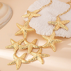 Starfish Alloy Statement Bib Necklaces&nbsp;FS-WG187D0-01