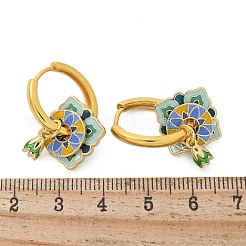 Brass Rhombus Hoop Earrings&nbsp;EJEW-R016-13G-02