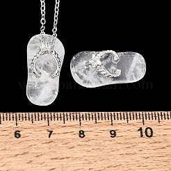 Natural Quartz Crystal Alloy Flip Flops Pendant 304 Stainless Steel Cable Chain Necklaces&nbsp;GG-CBAFD22-01A-02