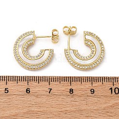 C-Shaped Brass Micro Pave Cubic Zirconia Stud Earrings&nbsp;KK-D363-19G