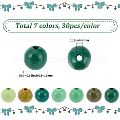 210Pcs 7 Colors Spray Painted Wood European Beads&nbsp;WOOD-SP0002-01