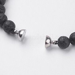 Natural Lava Rock Beads Stretch Bracelets&nbsp;BJEW-I241-16G