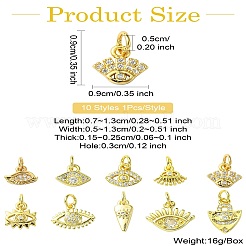 10Pcs 10 Styles Eye Theme Brass Micro Pave Cubic Zirconia Pendants&nbsp;KK-CJ0002-51