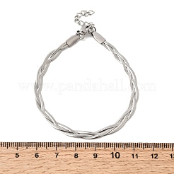 304 Stainless Steel Interlocking Herringbone Chain Bracelet for Women&nbsp;BJEW-K240-08B-P