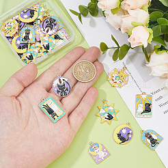 32Pcs 8 Styles Tarot Card Theme Alloy Enamel Pendants&nbsp;ENAM-DC0001-96