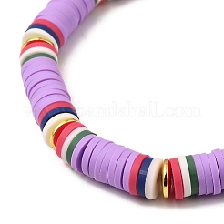 5Pcs 5 Color Polymer Clay Heishi Surfer Stretch Bracelets Set&nbsp;BJEW-JB09862