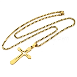 201 Stainless Steel Cross Pendant Necklaces&nbsp;NJEW-S007-01G