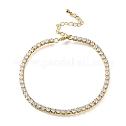 Brass Micro Pave Clear Cubic Zirconia Link Chain Bracelets for Women&nbsp;BJEW-S170-02G-A