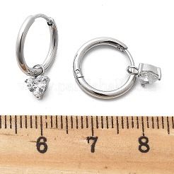 304 Stainless Steel Micro Pave Cubic Zirconia Hoop Earrings&nbsp;LS-STAS-R004-03P-02