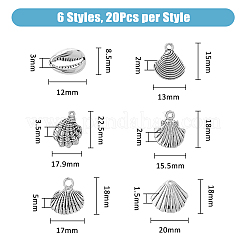 120Pcs 6 Styles  Tibetan Style Alloy Pendants&nbsp;TIBEP-DC0001-32