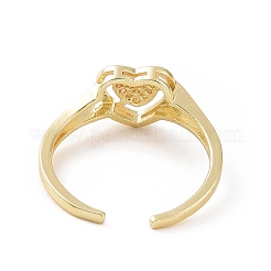 Clear Cubic Zirconia Heart Open Cuff Ring&nbsp;RJEW-G283-10G