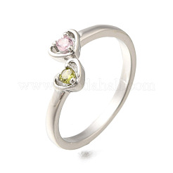 Brass Micro Pave Cubic Zirconia Open Cuff Rings for Women&nbsp;RJEW-R005-07P
