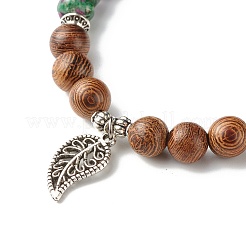 Reiki Natural Ruby & Wenge Wood Beads Stretch Bracelet&nbsp;BJEW-JB06896-03