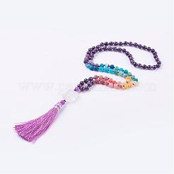 Frosted Natural Weathered Agate and Gemstone Necklace&nbsp;NJEW-F159-A