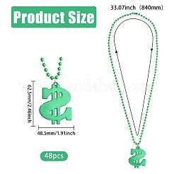 Plastic Dollar Sign Big Pendant Ball Chain Necklaces&nbsp;NJEW-WH0021-81B